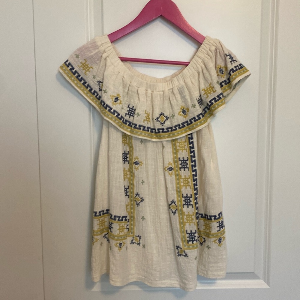 Easel Off Shoulder Embroidered Boho Top